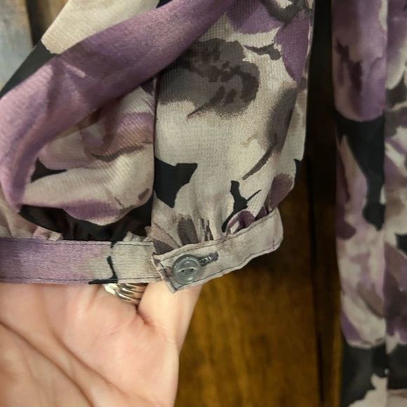 American Living Purple and Black Floral Blouse - Picture 3 of 9